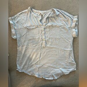 Lucky Brand Gray Polo Blouse with Cuffed Sleeves
